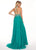 Rachel Allan - 6421 Rhinestone Ornate Collared Sweetheart Chiffon Gown In Green
