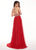 Rachel Allan - 6421 Rhinestone Ornate Collared Sweetheart Chiffon Gown In Red
