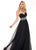 Rachel Allan - 6421 Rhinestone Ornate Collared Sweetheart Chiffon Gown In Black