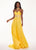 Rachel Allan - 6421 Rhinestone Ornate Collared Sweetheart Chiffon Gown In Yellow