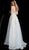 Jovani - 64227 Floral Embroidered Plunging Sheer Gown in Gray