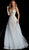 Jovani - 64227 Floral Embroidered Plunging Sheer Gown in Gray