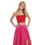 Rachel Allan - 6422 Two Piece Matte Satin A-line Dress In Red and Pink
