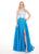 Rachel Allan - 6422 Two Piece Matte Satin A-line Dress In Blue and Green