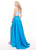 Rachel Allan - 6422 Two Piece Matte Satin A-line Dress In Blue and Green