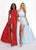 Rachel Allan - 6423 Inverted Halter Romper A-Line Gown In Blue and Red