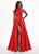 Rachel Allan - 6423 Inverted Halter Romper A-Line Gown In Red