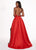 Rachel Allan - 6423 Inverted Halter Romper A-Line Gown In Red