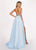 Rachel Allan - 6423 Inverted Halter Romper A-Line Gown In Blue