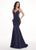 Rachel Allan - 6424 Crisscross Strapped Metallic Jersey Gown In Blue and Pink