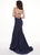 Rachel Allan - 6424 Crisscross Strapped Metallic Jersey Gown In Blue and Pink