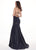 Rachel Allan - 6424 Crisscross Strapped Metallic Jersey Gown In Blue and Gold