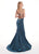 Rachel Allan - 6424 Crisscross Strapped Metallic Jersey Gown In Blue and Silver