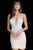 Jovani - 64267 Beaded Deep V-neck Fitted Dress In White and Neutral