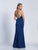 Dave & Johnny - A6426 Sleeveless Halter Trumpet Dress in Blue