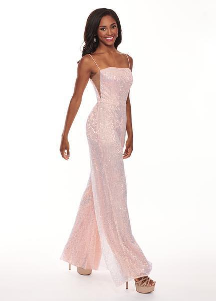 Rachel Allan - 6426 Sequined Straight-Across Jumpsuit In Pink