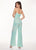 Rachel Allan - 6426 Sequined Straight-Across Jumpsuit In Green