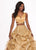 Rachel Allan - 6427 Two Piece Beaded Deep V-neck Tulle Ballgown in Gold