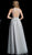 Jovani - 64305 Crystal Beaded Plunging Mesh Gown in Silver