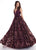 Rachel Allan - 6431 Sleeveless V Neck Floral Lace A-Line Prom Gown In Black and Purple