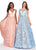 Rachel Allan - 6431 Sleeveless V Neck Floral Lace A-Line Prom Gown In Pink and Blue
