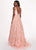 Rachel Allan - 6431 Sleeveless V Neck Floral Lace A-Line Prom Gown In Pink and Orange