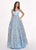 Rachel Allan - 6431 Sleeveless V Neck Floral Lace A-Line Prom Gown In Blue