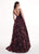 Rachel Allan - 6431 Sleeveless V Neck Floral Lace A-Line Prom Gown In Black and Purple
