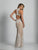 Dave & Johnny - A6431 Illusion High Halter Neck Lace Gown in White