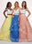 Rachel Allan - 6434 Two Piece Cold Shoulder Crop Top Tulle Prom Dress In Yellow and Orange