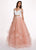 Rachel Allan - 6434 Two Piece Cold Shoulder Crop Top Tulle Prom Dress In White and Orange