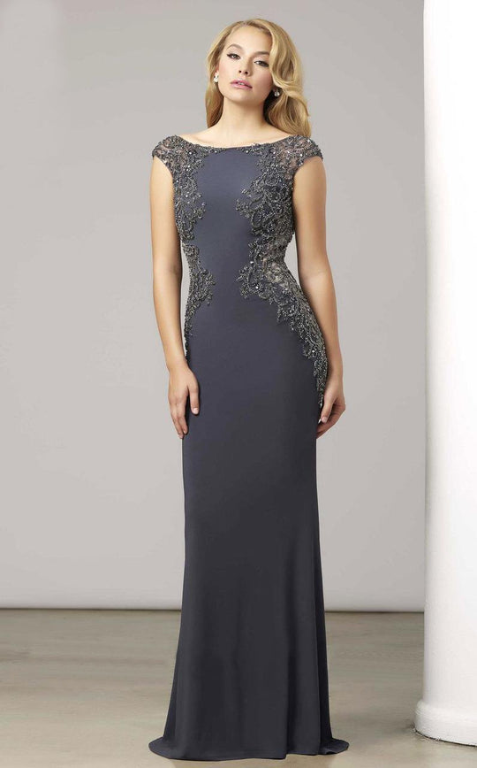 Mac Duggal Couture - 80354 Lace Bateau Sheath Dress In Gray