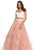 Rachel Allan - 6434 Two Piece Cold Shoulder Crop Top Tulle Prom Dress In White and Orange
