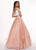 Rachel Allan - 6434 Two Piece Cold Shoulder Crop Top Tulle Prom Dress In White and Orange