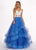 Rachel Allan - 6434 Two Piece Cold Shoulder Crop Top Tulle Prom Dress In White and Blue