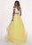 Rachel Allan - 6434 Two Piece Cold Shoulder Crop Top Tulle Prom Dress In White and Yellow