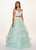 Rachel Allan - 6434 Two Piece Cold Shoulder Crop Top Tulle Prom Dress In White and Green