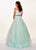 Rachel Allan - 6434 Two Piece Cold Shoulder Crop Top Tulle Prom Dress In White and Green