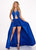 Rachel Allan - 6435 Beaded Romper style Plunging Illusion Gown In Blue