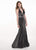 Rachel Allan - 6436 Beaded High Halter Metallic Jersey Mermaid Dress In Gray
