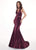 Rachel Allan - 6436 Beaded High Halter Metallic Jersey Mermaid Dress In Purple
