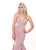 Rachel Allan - 6436 Beaded High Halter Metallic Jersey Mermaid Dress In Pink