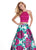 Rachel Allan - 6438 Two Piece Floral Halter A-Line Gown In Purple