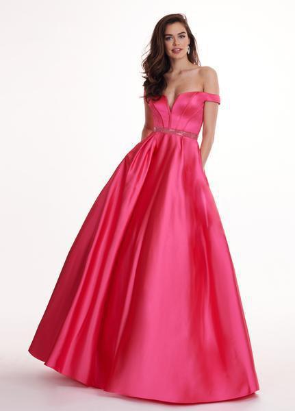 Rachel Allan - 6440 Corset Off-Shoulder Ballgown In Pink