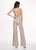 Rachel Allan - 6441 Embellished Halter Fitted Jumpsuit In Pink and Silver