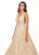 Rachel Allan - 6443 Sequined Embroidered Lace A-Line Gown In Gold