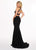 Rachel Allan - 6444 Beaded Halter Cutout Sheath Dress In Black