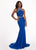 Rachel Allan - 6444 Beaded Halter Cutout Sheath Dress In Blue