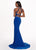 Rachel Allan - 6444 Beaded Halter Cutout Sheath Dress In Blue