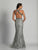 Dave & Johnny - A6444 Beaded Halter Neck Sheath Gown in Silver